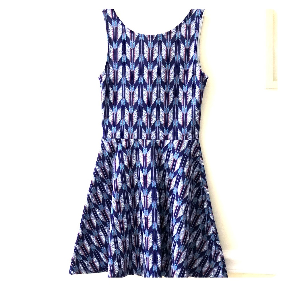 H&M Divided royal blue feather print skater dress
